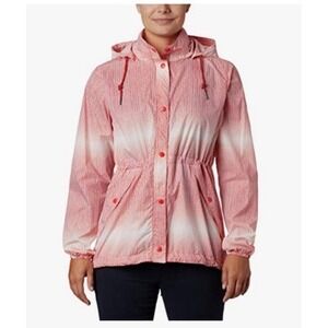Columbia Women's Gable Island Jacket Red Ombre Hooded Snap Front Medium NWOT